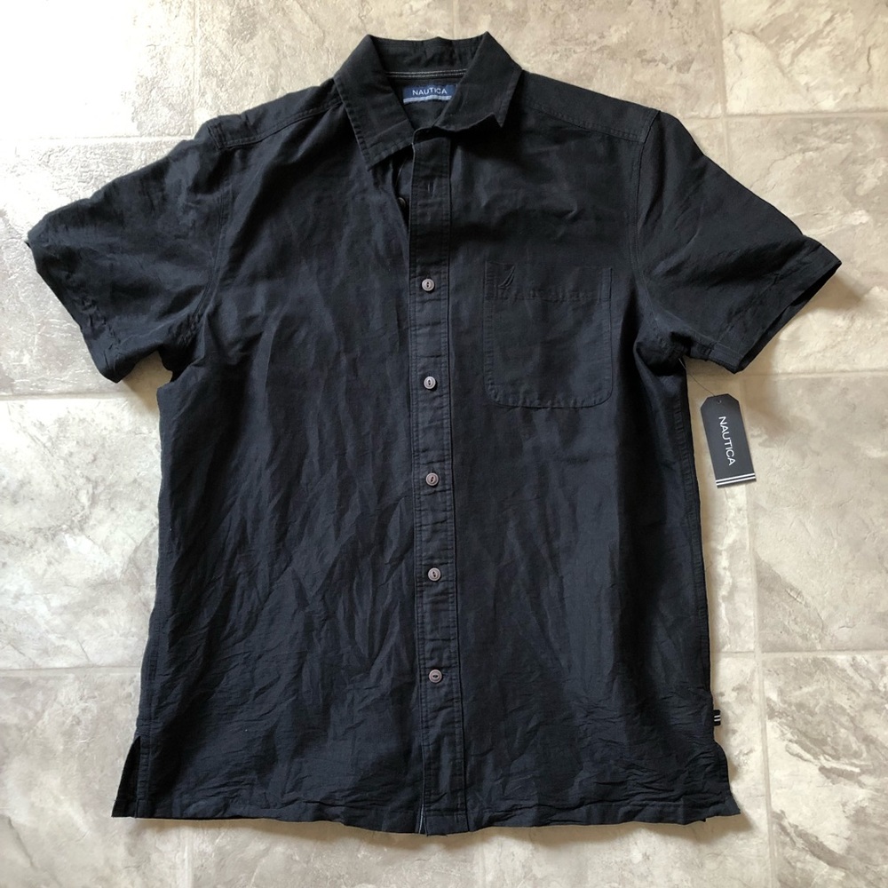 NWT Nautica Black Button Down